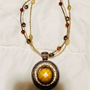 Yellow and Gold Summer Necklace Perfect fun addition to a summer wardrobe